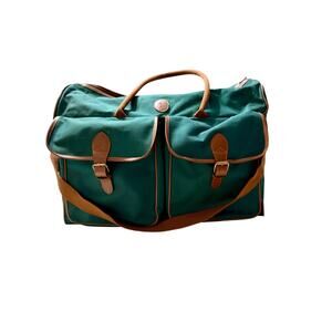 Vintage Polo Ralph Lauren Green & Tan Canvas Weekender Travel Duffle Bag